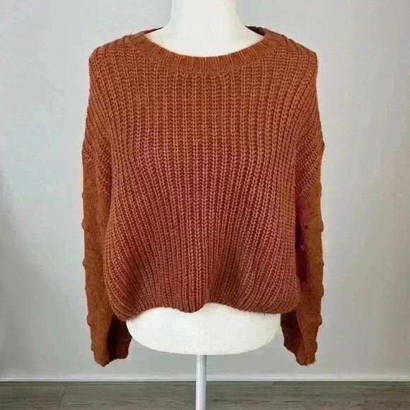 Moon & Madison Orange Knit Pullover Sweater Size M - Picture 1 of 8